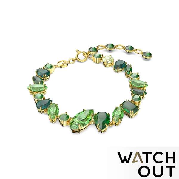 Swarovski 5652822 Mixed cuts, Green, Gold-tone plated